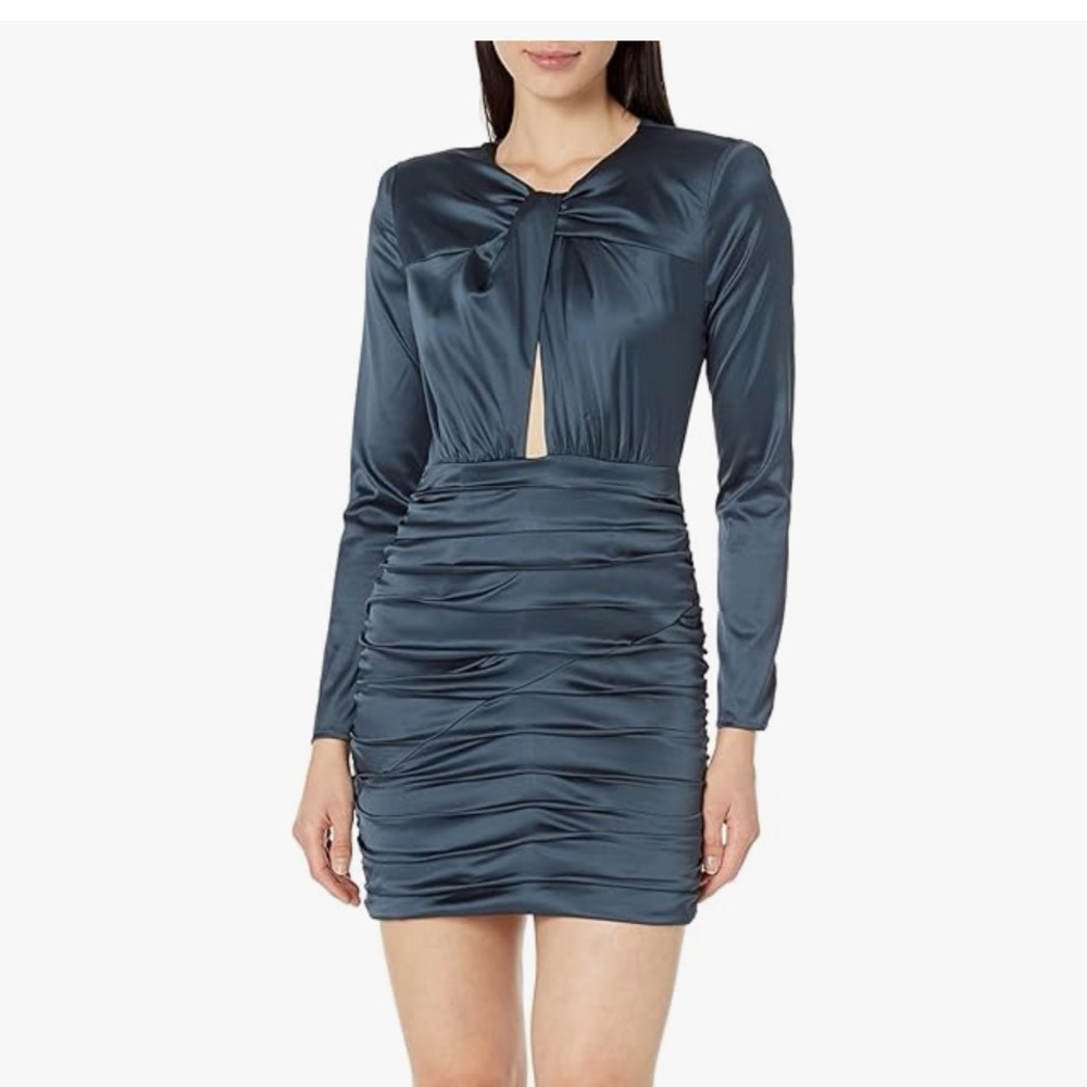 ASTR Deep Teal Satin Finish Mini Dress